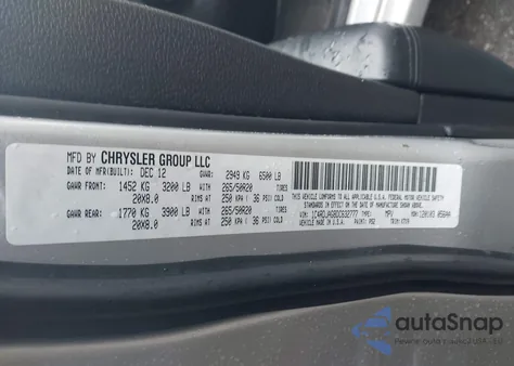 2013 Dodge Durango Sxt из США, поврежденный, VIN 1C4RDJAG8DC632777